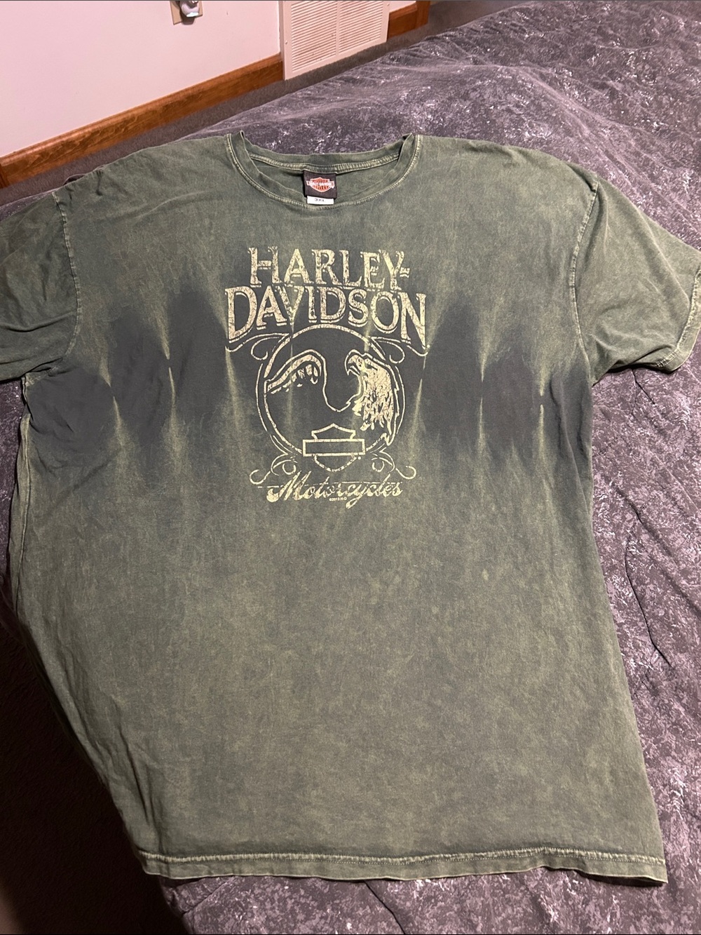 Harley-Davidson Vintage Olive Green Graphic Short Sleeve Tee
